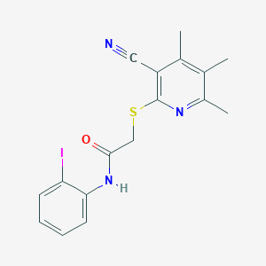 molecular formula C17H16IN3OS B3747367 2-[(3-CYANO-4,5,6-TRIMETHYL-2-PYRIDINYL)SULFANYL]-N-(2-IODOPHENYL)ACETAMIDE 