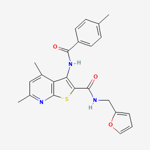 molecular formula C23H21N3O3S B3747372 N-[(FURAN-2-YL)METHYL]-4,6-DIMETHYL-3-(4-METHYLBENZAMIDO)THIENO[2,3-B]PYRIDINE-2-CARBOXAMIDE 