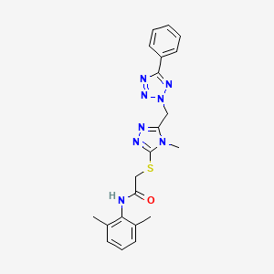 molecular formula C21H22N8OS B3747514 N-(2,6-DIMETHYLPHENYL)-2-({4-METHYL-5-[(5-PHENYL-2H-1,2,3,4-TETRAZOL-2-YL)METHYL]-4H-1,2,4-TRIAZOL-3-YL}SULFANYL)ACETAMIDE 