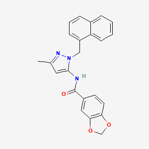 molecular formula C23H19N3O3 B3747547 N-{3-METHYL-1-[(NAPHTHALEN-1-YL)METHYL]-1H-PYRAZOL-5-YL}-2H-13-BENZODIOXOLE-5-CARBOXAMIDE 