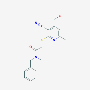 molecular formula C19H21N3O2S B3747595 N-benzyl-2-{[3-cyano-4-(methoxymethyl)-6-methylpyridin-2-yl]sulfanyl}-N-methylacetamide 