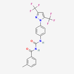 molecular formula C20H14F6N4O2 B3747628 N-{4-[3,5-BIS(TRIFLUOROMETHYL)-1H-PYRAZOL-1-YL]PHENYL}-N'-(3-METHYLBENZOYL)UREA 