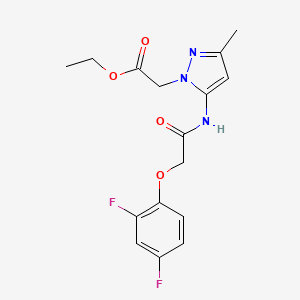 molecular formula C16H17F2N3O4 B3747684 ETHYL 2-(5-{[2-(2,4-DIFLUOROPHENOXY)ACETYL]AMINO}-3-METHYL-1H-PYRAZOL-1-YL)ACETATE 