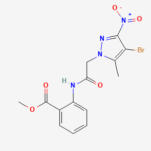 molecular formula C14H13BrN4O5 B3747703 METHYL 2-[2-(4-BROMO-5-METHYL-3-NITRO-1H-PYRAZOL-1-YL)ACETAMIDO]BENZOATE 