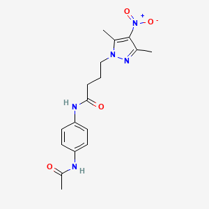 molecular formula C17H21N5O4 B3747706 N-(4-ACETAMIDOPHENYL)-4-(3,5-DIMETHYL-4-NITRO-1H-PYRAZOL-1-YL)BUTANAMIDE 