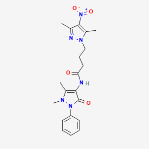 molecular formula C20H24N6O4 B3747740 N-(1,5-DIMETHYL-3-OXO-2-PHENYL-2,3-DIHYDRO-1H-PYRAZOL-4-YL)-4-(3,5-DIMETHYL-4-NITRO-1H-PYRAZOL-1-YL)BUTANAMIDE 