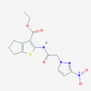 molecular formula C15H16N4O5S B3747743 ETHYL 2-[2-(3-NITRO-1H-PYRAZOL-1-YL)ACETAMIDO]-4H,5H,6H-CYCLOPENTA[B]THIOPHENE-3-CARBOXYLATE 
