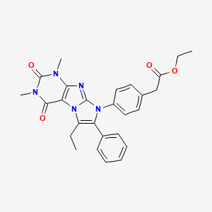 molecular formula C27H27N5O4 B3747889 ETHYL 2-(4-{6-ETHYL-1,3-DIMETHYL-2,4-DIOXO-7-PHENYL-1H,2H,3H,4H,8H-IMIDAZO[1,2-G]PURIN-8-YL}PHENYL)ACETATE 