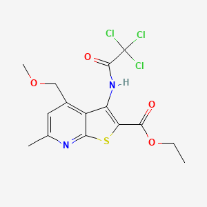 molecular formula C15H15Cl3N2O4S B3747957 ethyl 4-(methoxymethyl)-6-methyl-3-[(2,2,2-trichloroacetyl)amino]thieno[2,3-b]pyridine-2-carboxylate 