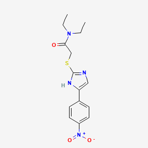 molecular formula C15H18N4O3S B3747967 N,N-Diethyl-2-{[4-(4-nitrophenyl)-1H-imidazol-2-YL]sulfanyl}acetamide 