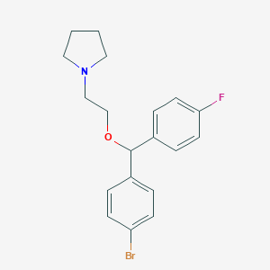 molecular formula C19H21BrFNO B374797 1-{2-[(4-Bromophenyl)(4-fluorophenyl)methoxy]ethyl}pyrrolidine 