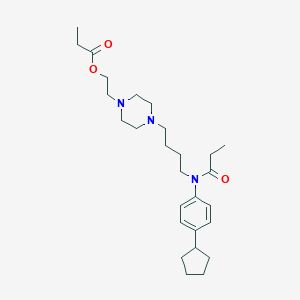 2-(4-{4-[4-Cyclopentyl(propionyl)anilino]butyl}-1-piperazinyl)ethyl propionate