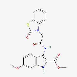 molecular formula C20H17N3O5S B3748186 METHYL 6-METHOXY-3-({2-[2-OXO-1,3-BENZOTHIAZOL-3(2H)-YL]ACETYL}AMINO)-1H-INDOLE-2-CARBOXYLATE 