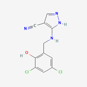 molecular formula C11H8Cl2N4O B3748213 5-[(3,5-DICHLORO-2-HYDROXYBENZYL)AMINO]-1H-PYRAZOL-4-YL CYANIDE 