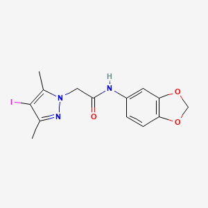 molecular formula C14H14IN3O3 B3748234 N-(1,3-benzodioxol-5-yl)-2-(4-iodo-3,5-dimethyl-1H-pyrazol-1-yl)acetamide 