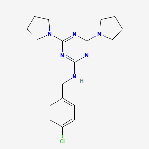 molecular formula C18H23ClN6 B3748434 N-(4-chlorobenzyl)-4,6-di(pyrrolidin-1-yl)-1,3,5-triazin-2-amine 