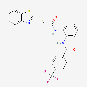 molecular formula C23H16F3N3O2S2 B3748481 N-{2-[2-(1,3-BENZOTHIAZOL-2-YLSULFANYL)ACETAMIDO]PHENYL}-4-(TRIFLUOROMETHYL)BENZAMIDE 