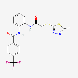 molecular formula C19H15F3N4O2S2 B3748492 N-(2-{2-[(5-METHYL-1,3,4-THIADIAZOL-2-YL)SULFANYL]ACETAMIDO}PHENYL)-4-(TRIFLUOROMETHYL)BENZAMIDE 