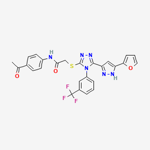 molecular formula C26H19F3N6O3S B3748509 N-(4-ACETYLPHENYL)-2-({5-[3-(2-FURYL)-1H-PYRAZOL-5-YL]-4-[3-(TRIFLUOROMETHYL)PHENYL]-4H-1,2,4-TRIAZOL-3-YL}SULFANYL)ACETAMIDE 