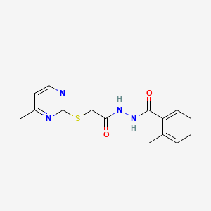 molecular formula C16H18N4O2S B3748540 N'~1~-{2-[(4,6-DIMETHYL-2-PYRIMIDINYL)SULFANYL]ACETYL}-2-METHYLBENZOHYDRAZIDE 