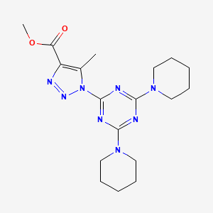 molecular formula C18H26N8O2 B3748646 METHYL 1-[4,6-BIS(PIPERIDIN-1-YL)-1,3,5-TRIAZIN-2-YL]-5-METHYL-1H-1,2,3-TRIAZOLE-4-CARBOXYLATE 