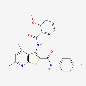 molecular formula C24H20FN3O3S B3748654 N-(4-FLUOROPHENYL)-3-(2-METHOXYBENZAMIDO)-4,6-DIMETHYLTHIENO[2,3-B]PYRIDINE-2-CARBOXAMIDE 