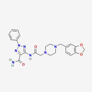 molecular formula C23H25N7O4 B3748673 5-(2-{4-[(2H-1,3-BENZODIOXOL-5-YL)METHYL]PIPERAZIN-1-YL}ACETAMIDO)-2-PHENYL-2H-1,2,3-TRIAZOLE-4-CARBOXAMIDE 