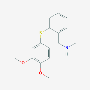 molecular formula C16H19NO2S B374869 N-{2-[(3,4-dimethoxyphenyl)sulfanyl]benzyl}-N-methylamine 