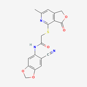 molecular formula C18H13N3O5S B3748692 N-(6-CYANO-2H-1,3-BENZODIOXOL-5-YL)-2-({6-METHYL-3-OXO-1H,3H-FURO[3,4-C]PYRIDIN-4-YL}SULFANYL)ACETAMIDE 