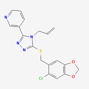 molecular formula C18H15ClN4O2S B3748732 3-(5-{[(6-CHLORO-2H-1,3-BENZODIOXOL-5-YL)METHYL]SULFANYL}-4-(PROP-2-EN-1-YL)-4H-1,2,4-TRIAZOL-3-YL)PYRIDINE 