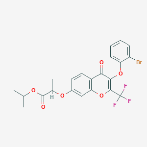 molecular formula C22H18BrF3O6 B374966 propan-2-yl 2-{[3-(2-bromophenoxy)-4-oxo-2-(trifluoromethyl)-4H-chromen-7-yl]oxy}propanoate 