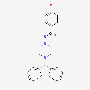 molecular formula C24H22FN3 B3749724 N-[4-(9H-fluoren-9-yl)piperazin-1-yl]-1-(4-fluorophenyl)methanimine 