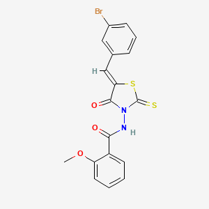 molecular formula C18H13BrN2O3S2 B3749736 N-[(5Z)-5-[(3-bromophenyl)methylidene]-4-oxo-2-sulfanylidene-1,3-thiazolidin-3-yl]-2-methoxybenzamide 