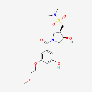 molecular formula C17H26N2O7S B3749931 1-[(3R,4R)-4-hydroxy-1-[3-hydroxy-5-(2-methoxyethoxy)benzoyl]pyrrolidin-3-yl]-N,N-dimethylmethanesulfonamide 