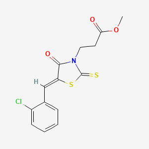 molecular formula C14H12ClNO3S2 B3749964 methyl 3-[(5Z)-5-[(2-chlorophenyl)methylidene]-4-oxo-2-sulfanylidene-1,3-thiazolidin-3-yl]propanoate 