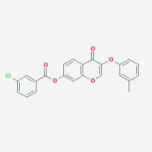 3-(3-methylphenoxy)-4-oxo-4H-chromen-7-yl 3-chlorobenzoate