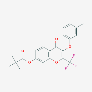 3-(3-methylphenoxy)-4-oxo-2-(trifluoromethyl)-4H-chromen-7-yl 2,2-dimethylpropanoate