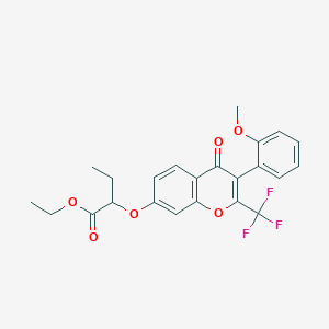 molecular formula C23H21F3O6 B375022 ethyl 2-{[3-(2-methoxyphenyl)-4-oxo-2-(trifluoromethyl)-4H-chromen-7-yl]oxy}butanoate CAS No. 316127-18-1