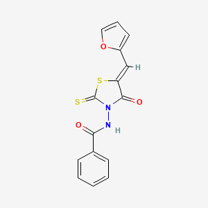 molecular formula C15H10N2O3S2 B3750242 N-[(5Z)-5-[(FURAN-2-YL)METHYLIDENE]-4-OXO-2-SULFANYLIDENE-1,3-THIAZOLIDIN-3-YL]BENZAMIDE 