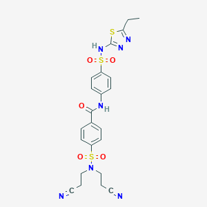 molecular formula C23H23N7O5S3 B375030 4-(N,N-bis(2-cyanoethyl)sulfamoyl)-N-(4-(N-(5-ethyl-1,3,4-thiadiazol-2-yl)sulfamoyl)phenyl)benzamide CAS No. 459154-54-2
