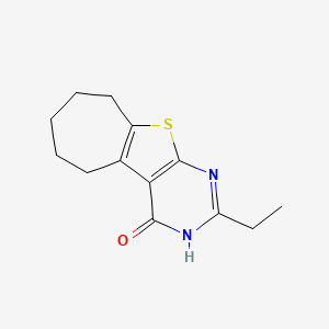 molecular formula C13H16N2OS B3750481 2-ethyl-1,5,6,7,8,9-hexahydro-4H-cyclohepta[4,5]thieno[2,3-d]pyrimidin-4-one 