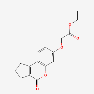molecular formula C16H16O5 B3750486 ethyl 2-({4-oxo-1H,2H,3H,4H-cyclopenta[c]chromen-7-yl}oxy)acetate 