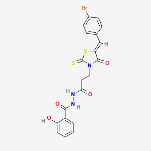 molecular formula C20H16BrN3O4S2 B3750555 N'-[3-[(5Z)-5-[(4-bromophenyl)methylidene]-4-oxo-2-sulfanylidene-1,3-thiazolidin-3-yl]propanoyl]-2-hydroxybenzohydrazide 
