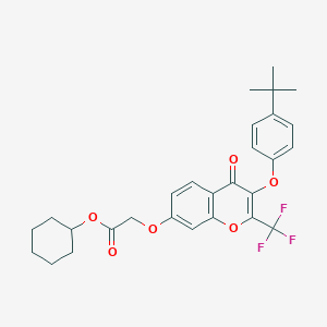 molecular formula C28H29F3O6 B375061 cyclohexyl {[3-(4-tert-butylphenoxy)-4-oxo-2-(trifluoromethyl)-4H-chromen-7-yl]oxy}acetate 
