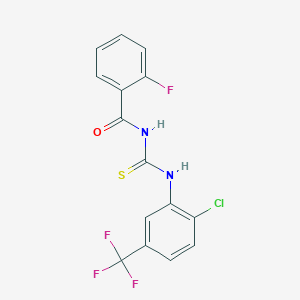 molecular formula C15H9ClF4N2OS B3750659 N-{[2-chloro-5-(trifluoromethyl)phenyl]carbamothioyl}-2-fluorobenzamide 