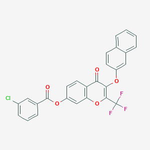 3-(2-naphthyloxy)-4-oxo-2-(trifluoromethyl)-4H-chromen-7-yl 3-chlorobenzoate