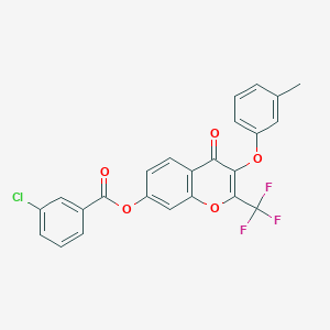 3-(3-methylphenoxy)-4-oxo-2-(trifluoromethyl)-4H-chromen-7-yl 3-chlorobenzoate