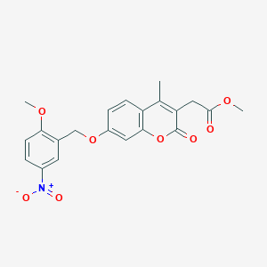 molecular formula C21H19NO8 B3750838 METHYL 2-{7-[(2-METHOXY-5-NITROPHENYL)METHOXY]-4-METHYL-2-OXO-2H-CHROMEN-3-YL}ACETATE 