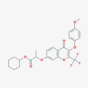 molecular formula C26H25F3O7 B375100 cyclohexyl 2-{[3-(4-methoxyphenoxy)-4-oxo-2-(trifluoromethyl)-4H-chromen-7-yl]oxy}propanoate 