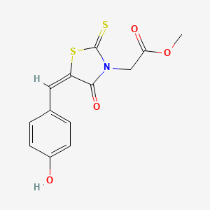 molecular formula C13H11NO4S2 B3751219 methyl 2-[(5E)-5-[(4-hydroxyphenyl)methylidene]-4-oxo-2-sulfanylidene-1,3-thiazolidin-3-yl]acetate 